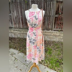 Zara Pink and Orange Disney Jungle book Print Midi Dress